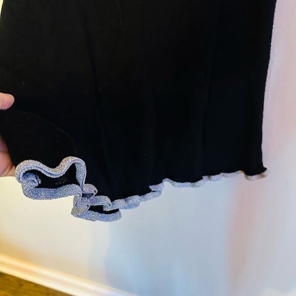 SEE BY CHLOÉ Black Wool Metallic Trim Half Sleeves Knit Midi Dress Size Large - Picture 9 of 15